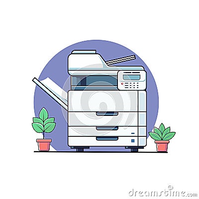 Cute photocopier machine plat design, vector illustration Vector Illustration