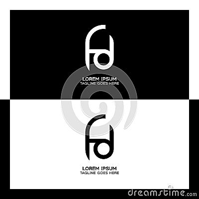 FD initial letter logo. Alphabet F and D pattern design monogram Vector Illustration