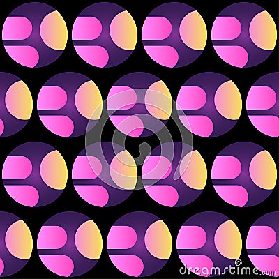 Gradient Seamless Pattern Background. Bright Graphic Elements Isolated on Black Textile Vector Illustration