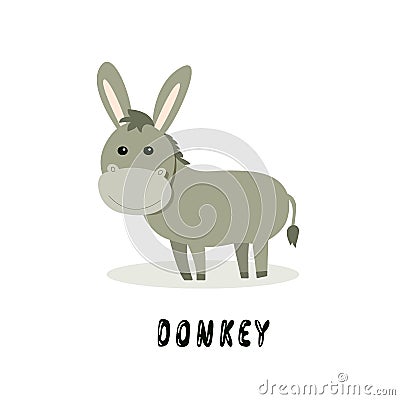 Cute donkey smiling Vector Illustration