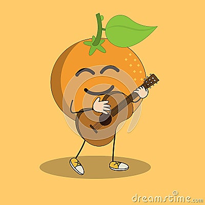 Doodle Kawaii Orange Fruits Vector Illustration