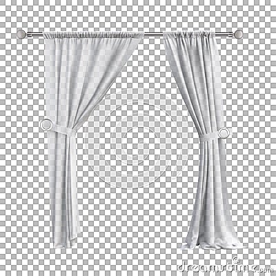 White curtains, transparent tulle for a door or window opening. Vector Illustration