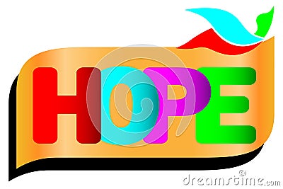 The word HOPE concept written in colorful abstract typography, Bird flying icon, vecttor Stock Photo
