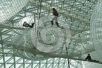 Art installation - Tomas Saraceno -"In Orbit", Museum K21, Dusseldorf, Germany Editorial Stock Photo