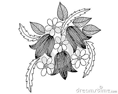 Art line flower isolated on the white background Vector Illustration