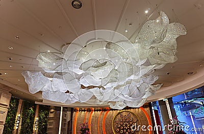 Art Macao GalaxyArt Gallery Macau Galaxy Hotel Resort Interior Design Organic Lighting Fixture Swarovski Crystals Lights Ceiling Editorial Stock Photo