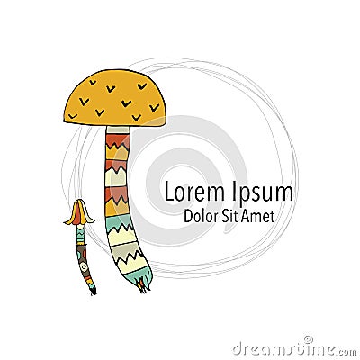 Art mushroom, sketch for your design Vector Illustration