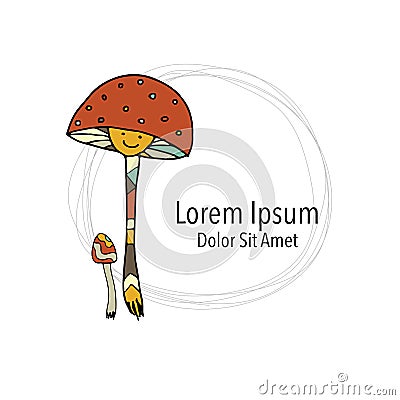 Art mushroom, sketch for your design Vector Illustration