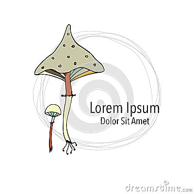 Art mushroom, sketch for your design Vector Illustration