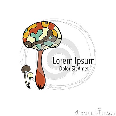 Art mushroom, sketch for your design Vector Illustration