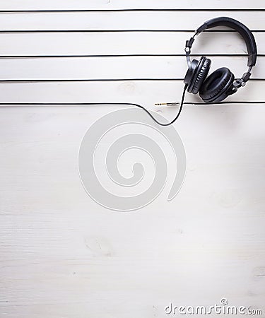 Art music studio background with dj headphones Stock Photo