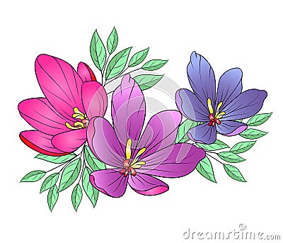 Art of nature, A bouquet of colorful flowers on a white background. hand drawn style vector design illustrations. Vector Illustration