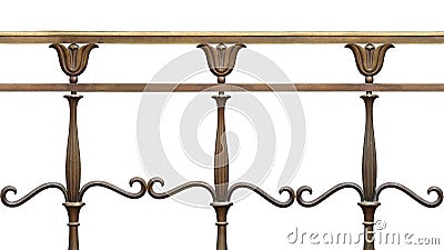 Art nouveau brass fence on white Stock Photo