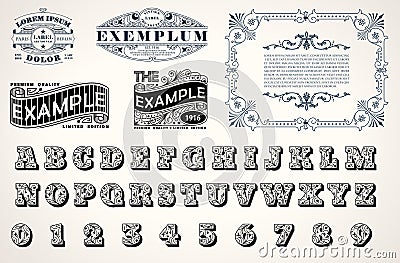 Art Nouveau, Art Deco stylish set for corporate identity design, template for emblems, signs, posters, logos. Bonus decorative Cartoon Illustration