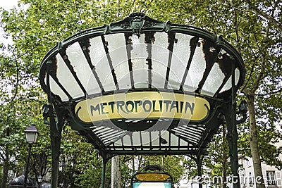 Entrance to Paris Metro subway Editorial Stock Photo