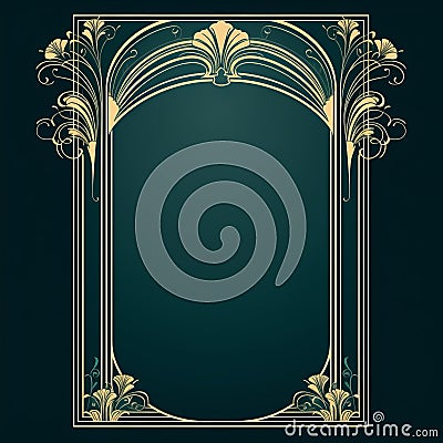 art nouveau gold frame on black background Stock Photo