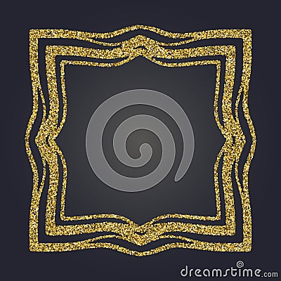 Art Nouveau gold glitter decorative rectangle vector frame for design. Art Deco style border Vector Illustration