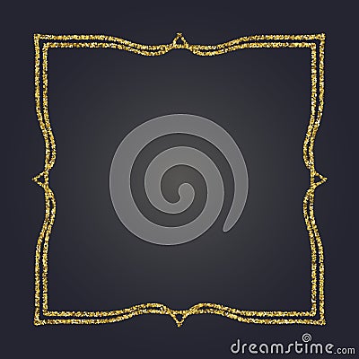 Art Nouveau gold glitter decorative rectangle vector frame for design. Art Deco style border Vector Illustration