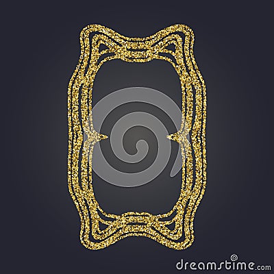Art Nouveau gold glitter decorative rectangle vector frame for design. Art Deco style border Vector Illustration