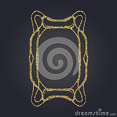 Art Nouveau gold glitter decorative rectangle vector frame for design. Art Deco style border Vector Illustration