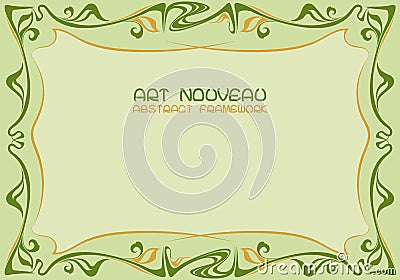 Art nouveau green abstract framework. Vector Illustration