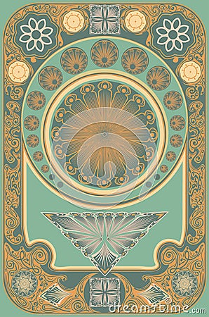 Art nouveau inspired floral frame Vector Illustration
