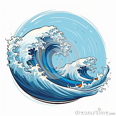 Art Nouveau-inspired Great Wave Vector Illustration Stock Photo