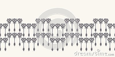 Art Nouveau ornamental flower motif border. Jugendstil style ribbon trim. Retro floral damask textile tape. Decorative arts crafts Stock Photo