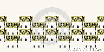 Art Nouveau ornamental flower motif border. Jugendstil style ribbon trim. Retro floral damask textile tape. Decorative arts crafts Stock Photo
