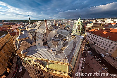 Art Nouveau style Dome of the Municipal House Obecni dum. Repu Stock Photo