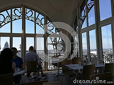 Art Nouveau Style Europe Belgium Brussels Musical Instruments Museum Restaurant Decorative Elegant Window Frame Interior design Editorial Stock Photo