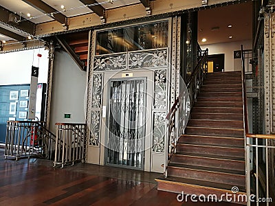 Art Nouveau Style Europe Belgium Brussels Musical Instruments Museum Vintage Antique Elevator Escalator Lift Editorial Stock Photo