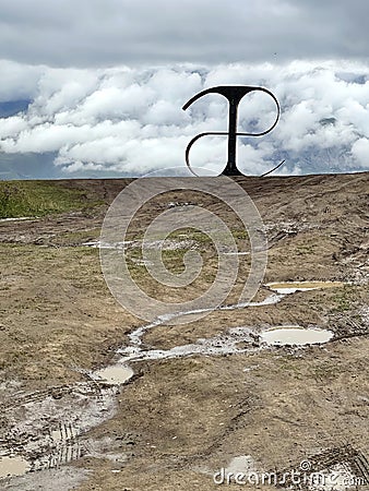Art object - the first letter of the Ossetian alphabet, Caucasus, Russia Editorial Stock Photo