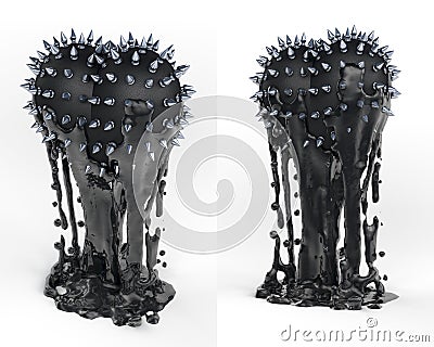 Art object, totem, trophy black heart with spikes Stock Photo