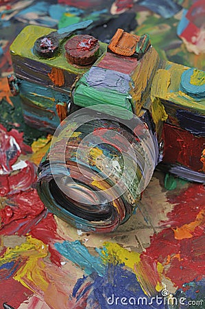 Art Painted Film Camera Stock Photo