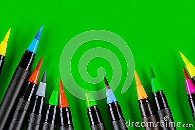 Art painters watercolor pens brush Stock Photo