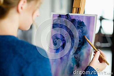 Art painting hobby girl drawing picture workshop Stock Photo