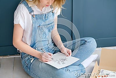 Art painting hobby leisure girl drawing picture Stock Photo