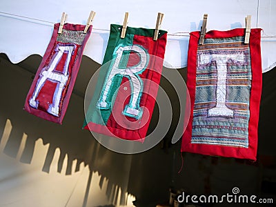 ART patchwork cloth letters Stock Photo