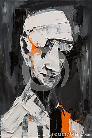 Abstract Minimalistic Portrait Of Masked Figure Stock Photo
