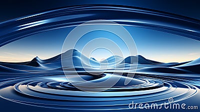 Art poster with futuristic natural landscape and geometric lines and shapes, for art prints designers Stock Photo