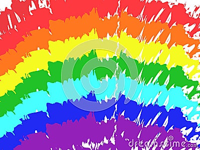 Art rainbow color brush stroke paint draw background Vector Illustration