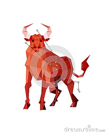 Art of red taurus in polygonal style Stock Photo
