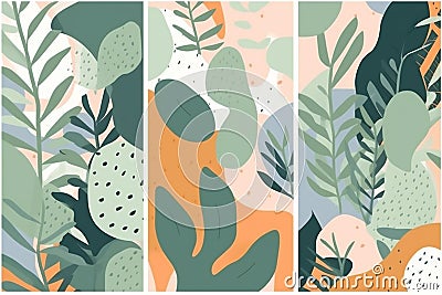 art set poster design abstract nature jungle template leaf illustration. Generative AI. Cartoon Illustration