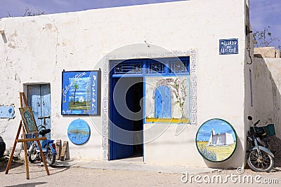 Art Shop at Djerba Island, Traditional Arabic Architecture Editorial Stock Photo