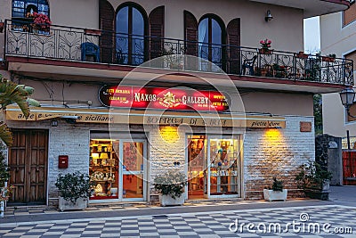 Art shop in Giardini Naxos, Sicily Island in Italy Editorial Stock Photo