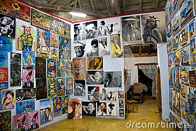 Art shop, Trinidad, Cuba Editorial Stock Photo