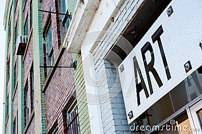 ART sign on the Advertising in Iowa, America. America is a continent where American mainly live. In summer time, international Editorial Stock Photo