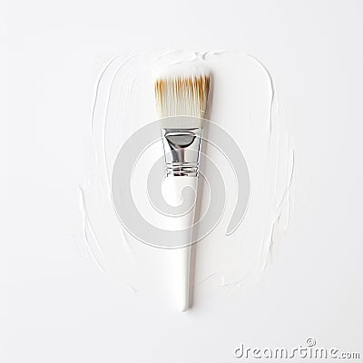 The Art of Simplicity: A single paintbrush emerges from an elegant brush stroke, reflecting the beauty of minimalism on Stock Photo