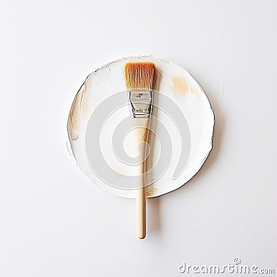 The Art of Simplicity: A single paintbrush emerges from an elegant brush stroke, reflecting the beauty of minimalism on Stock Photo